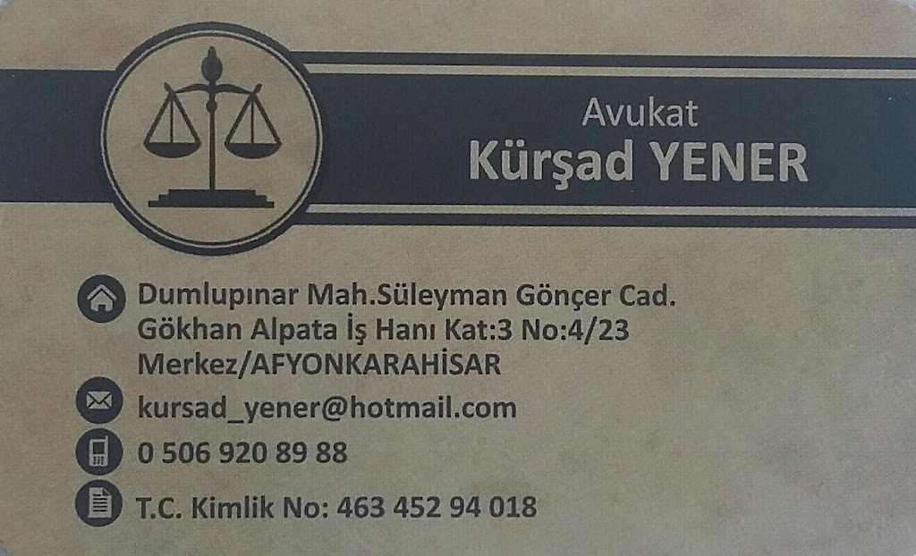 Yener Hukuki Danışmanlık ve Avukatlık Bürosu - Avukat Kürşad YENER