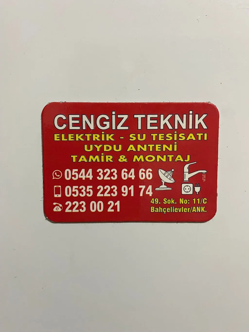 Bahçelievler Su Tesisatçısı & Elektrikçi & Uydu Anten & Petek Temizliği (CENGİZ TEKNİK)🧑‍🔧