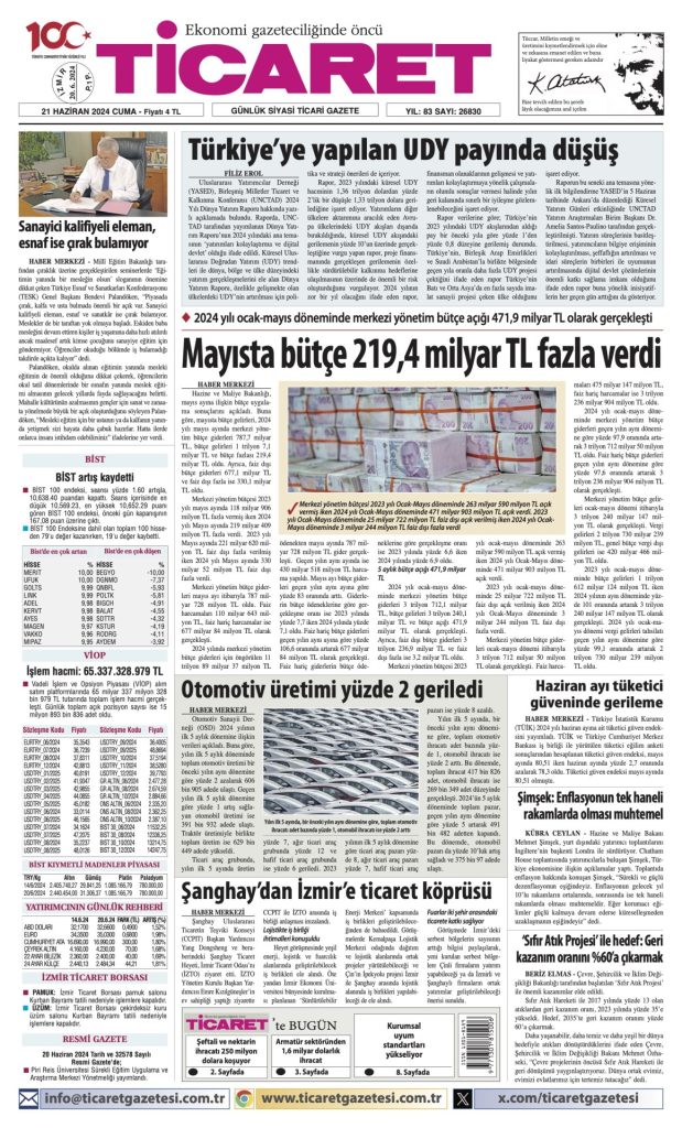 Ticaret Gazetesi’nde bugün