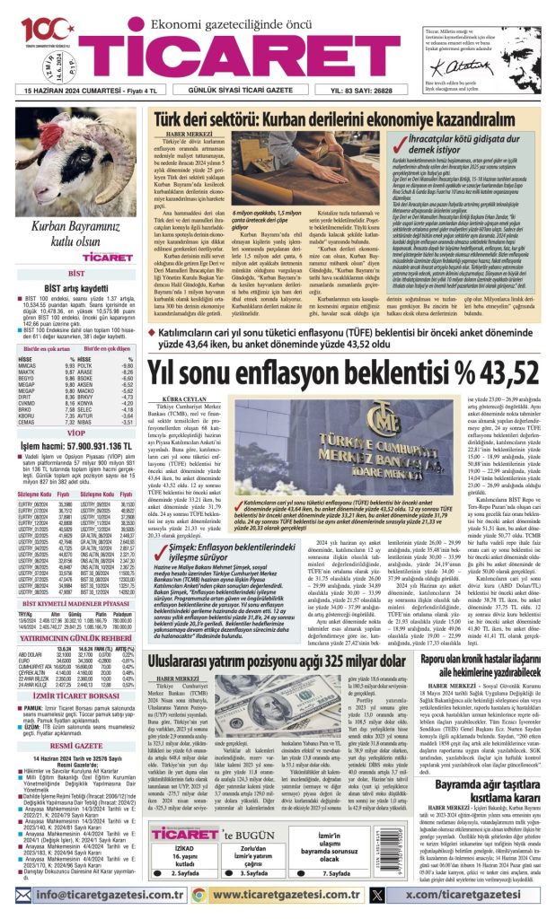 Ticaret Gazetesi’nde bugün