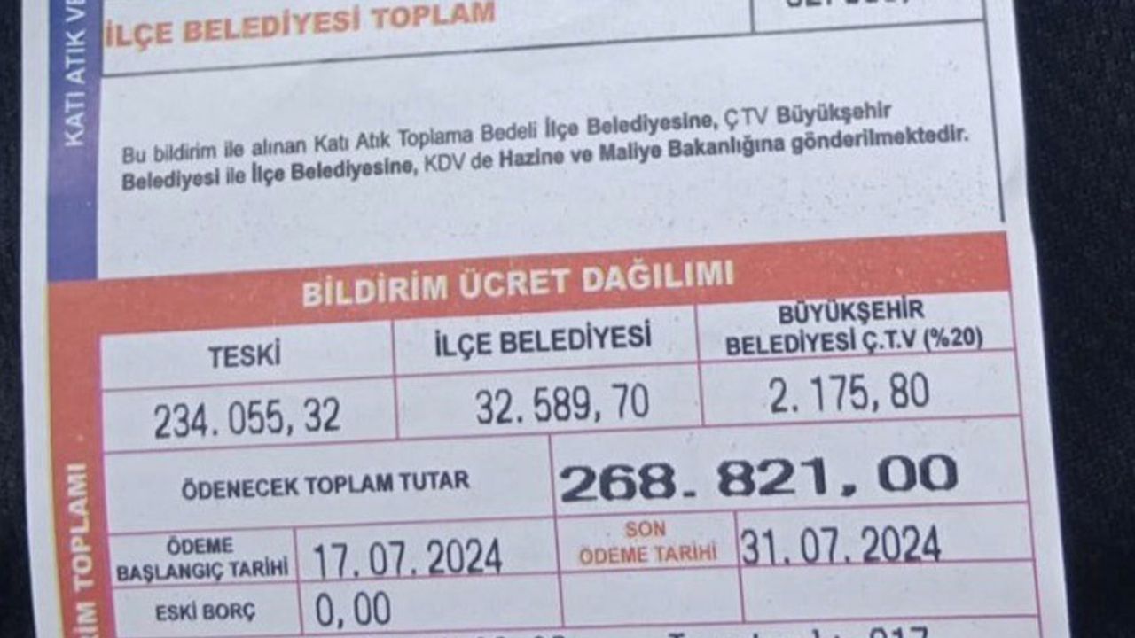 Faturayı görünce şok oldu: 268 bin lira su faturası geldi